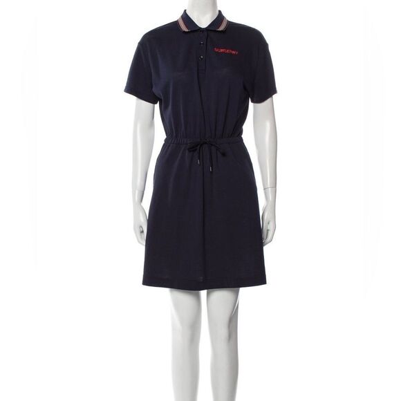 Burberry Sallyanne Icon Cotton Navy Blue Polo Dress 14 Youth/Womens XS - Picture 1 of 10